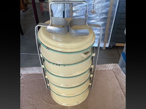 Vintage Enameld Tiffin Food Carrier Image
